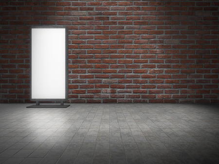 Display Light Box in front of brick wallの写真素材