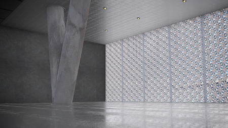 Render of Empty Concrete Hallの写真素材