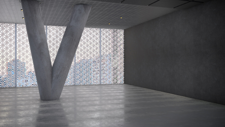 Render of Empty Concrete Hallの写真素材