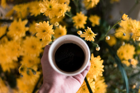 black coffee morning on coffee maker