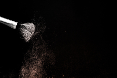 Color of the year, powder splash and brush for makeup artist or beauty bloggerの写真素材
