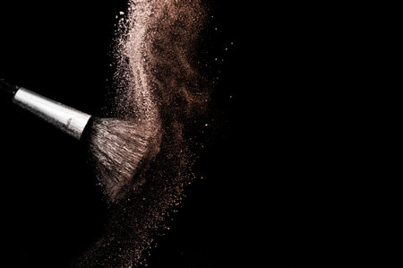 Color of the year, powder splash and brush for makeup artist or beauty blogger