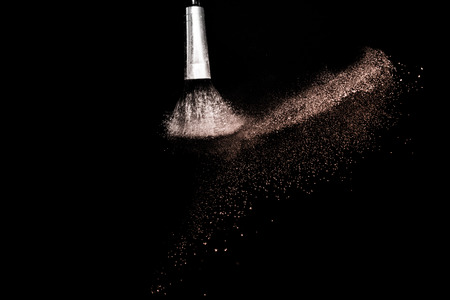 Color of the year, powder splash and brush for makeup artist or beauty bloggerの写真素材