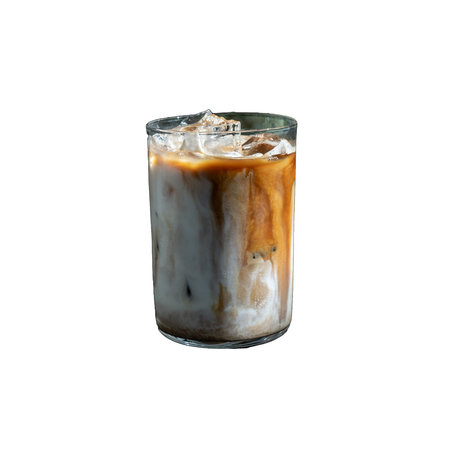 Ice coffee isolated on white background and full depth of field