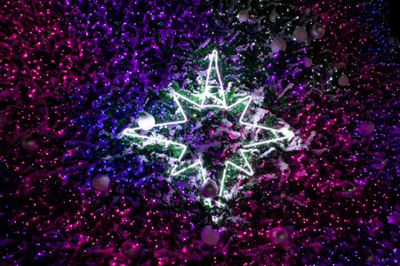 christmas, new year, star, garland, snow, toys, christmas treeの写真素材