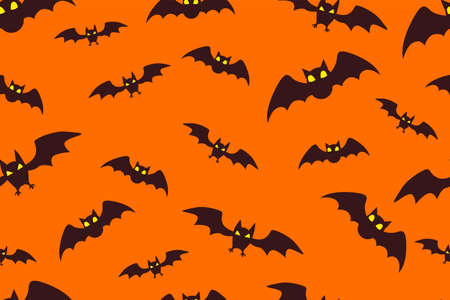 Happy Halloween Seamless pattern with black bat on backgroundのイラスト素材