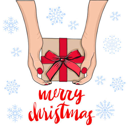 Merry Christmas and Happy New Year. Christmas greeting card with calligraphy. Handwritten modern brush lettering. Hand drawn design elements.のイラスト素材