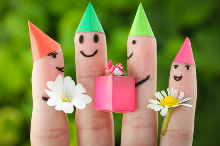 Group of children at birthday party の写真素材