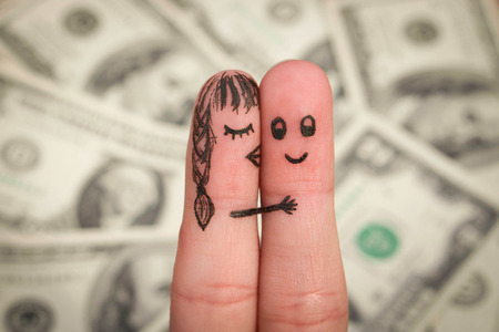Finger art of a Happy couple.の写真素材