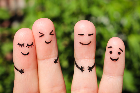 Finger art of friends. The concept of a group of people laughing. Finger art of friends. The concept of a group of people laughing.