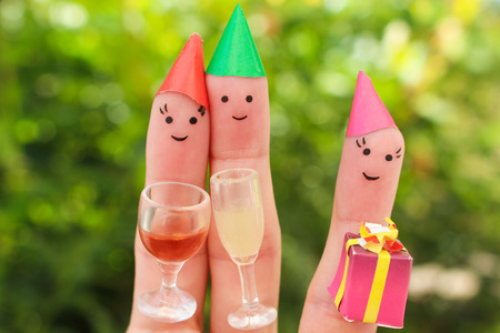 Fingers art of family celebrates birthday.の写真素材