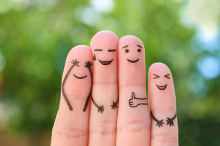 Fingers art of family. The concept of group of people laughing.の写真素材