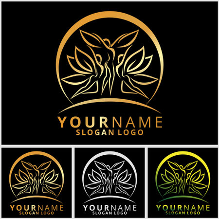 The logo of a beautiful girl symbolizes fitness and healthのイラスト素材