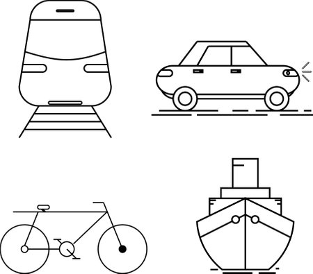 transportation vector set. a collection of beautiful land and sea transportation design vectorsのイラスト素材