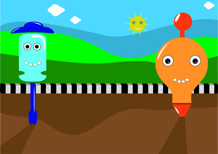 This is an illustration of a screwdriver and light as a characterのイラスト素材