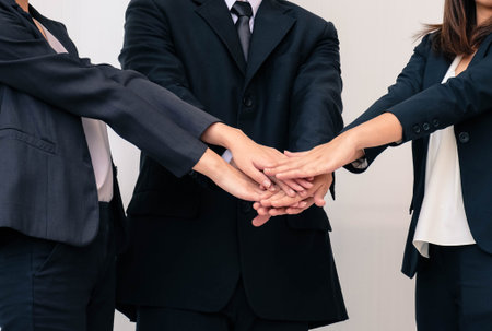 Teamwork, bussiness concept joining hands