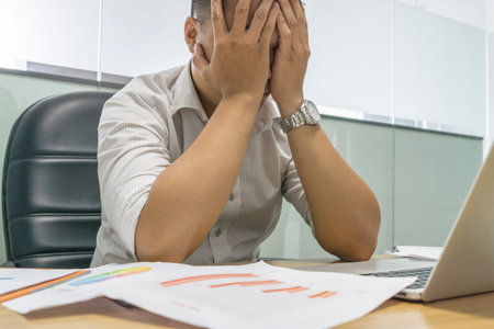The businessman feel worried and depressed with business problem