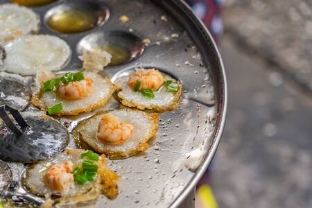 Vietnamese mini fried shrimp pancake- Banh Khot Vung Tauの写真素材