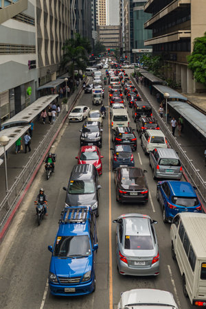 30 January 2018 - Traffic jam in peak hour at Makati, Philippinesのeditorial素材