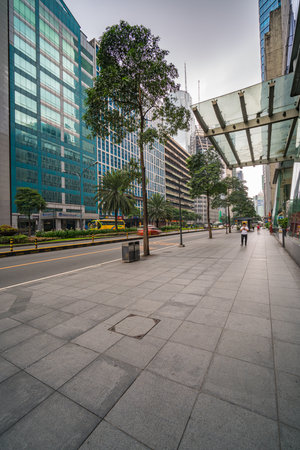 Makati, Metro Manila, Philippines - August 2018: Ayala Avenue and financial office towers in Makati Cityのeditorial素材