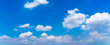 Panorama photo of blue sky and white clouds for nature backgrounds conceptの写真素材