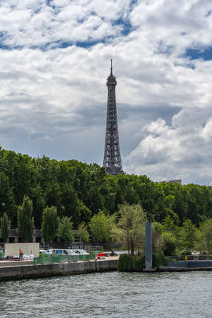 Summer morning sky with full of white cloud in Paris, France - 19 June 2019のeditorial素材