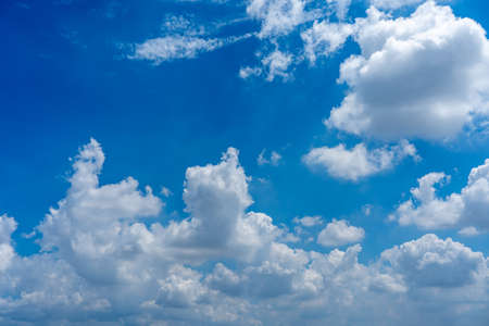 Beautiful blue sky with white clouds in summer dayの写真素材