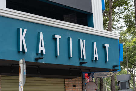 Saigon, Vietnam - 7 October 2021: Katinat coffee sign, one of the popular coffee chains in Vietnamのeditorial素材