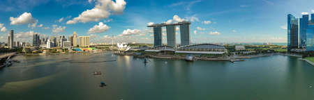 SINGAPORE - January 31, 2020: Panorama photo of Marina Bay in the beautiful morningのeditorial素材