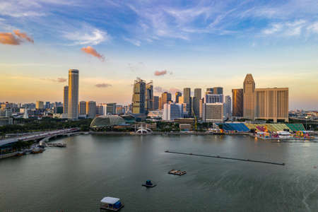 SINGAPORE - January 31, 2020: Panorama photo of Marina Bay in beautiful dayのeditorial素材
