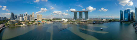 SINGAPORE - January 31, 2020: Panorama photo of Singapore city center in the cloudy dayのeditorial素材