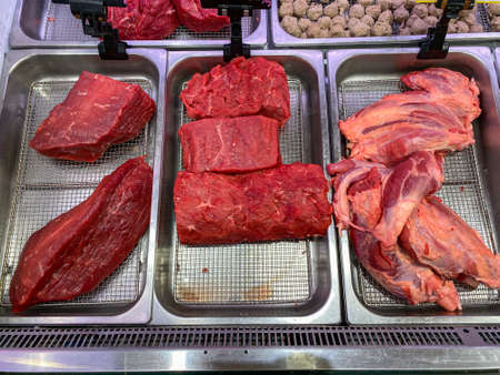 Fresh beef meat for sale in the supermarketの写真素材