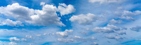 Beautiful summer blue sky and white clouds for nature backgrounds conceptの写真素材