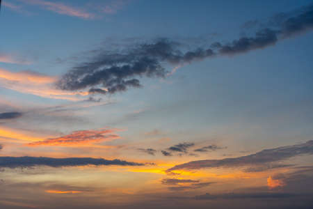 Amazing orange sunset or sunrise sky backgroundの写真素材