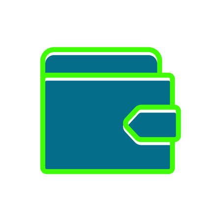 Wallet sign illustration. Vector. Green icon with black contour on white background. Isolated.のイラスト素材