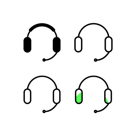 Headphones icons vector. Headphones icon vector. Headset vector iconのイラスト素材
