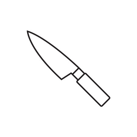 kitchen knife icon over white background, line style, vector illustrationのイラスト素材