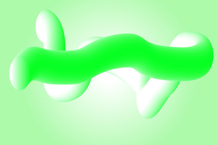 A fun, abstract background featuring numerous stylized green cloud or flower shapes with a white gradient. They float against a white center framed by neon green borders, ideal forの写真素材