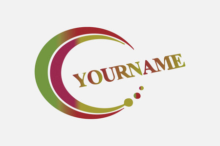 A modern circular gradient logo blending red, green, and gold tones. The elegant arc and bold text design symbolize creativity, growth, and innovationâperfect for branding or business.の写真素材