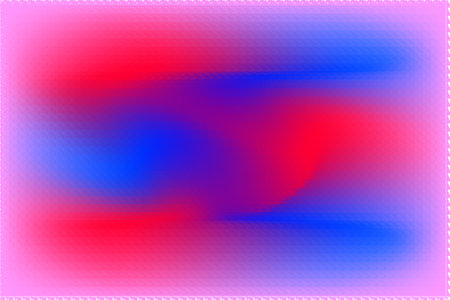 This image is a psychedelic abstract background featuring a vibrant gradient of red, electric blue, and magenta tones that blend dynamically across the canvas. The edges are framedの写真素材