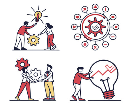 Business people working together. Teamwork, brainstorming, teamwork concept. Vector illustrationのイラスト素材