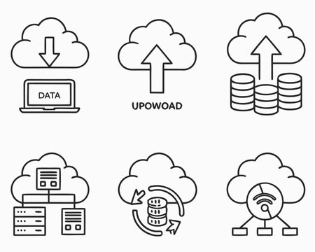 Cloud computing icon set. Outline illustration of cloud computing vector icons for webのイラスト素材