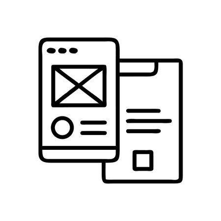 Smartphone and envelope line icon, concept illustration, outline symbol, vector sign, linear symbol.のイラスト素材