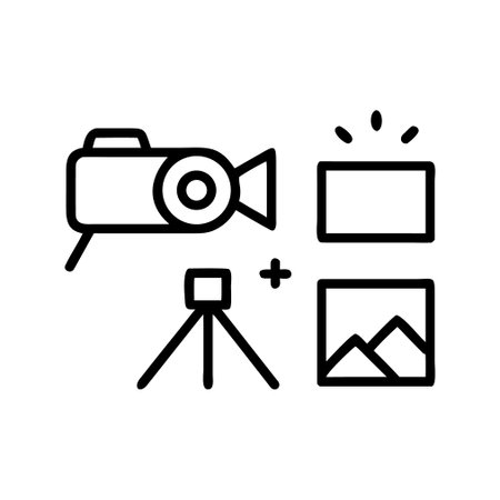 Camera icon vector. A thin line sign. Isolated contour symbol illustration