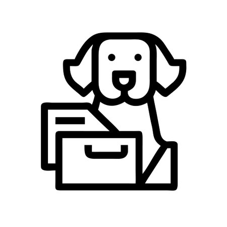 Dog with files icon vector. A thin line sign. Isolated contour symbol illustrationのイラスト素材