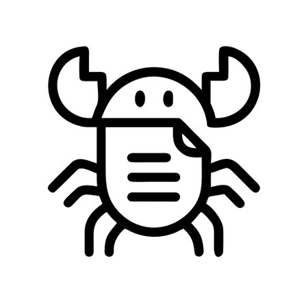 Crab icon vector. A thin line sign. Isolated contour symbol illustrationのイラスト素材