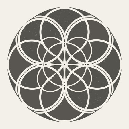 Sacred geometry lotus symbol. Geometric circular element. Tattoo idea.のイラスト素材