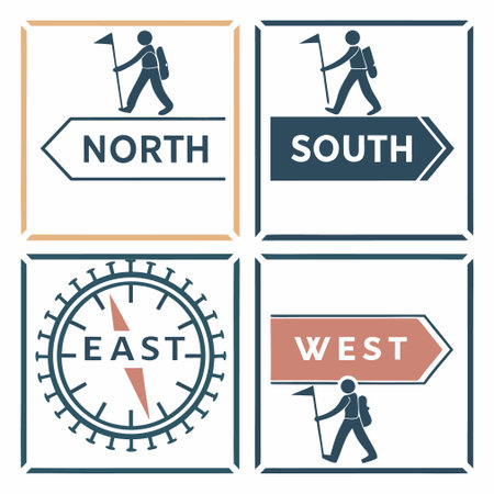 Set of nordic walking icons. Vector illustration in flat styleのイラスト素材