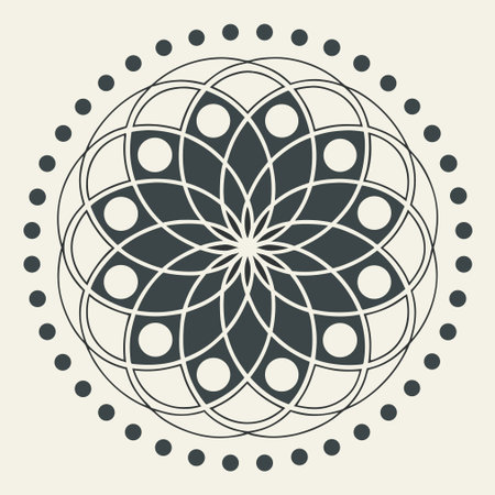 Circular pattern in the form of a mandala on a beige backgroundのイラスト素材