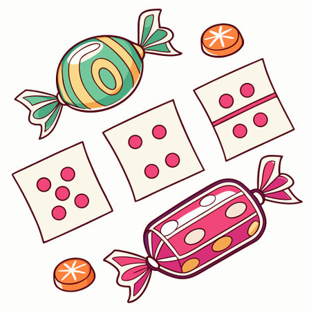 Illustration of a set of candies and lollipopsのイラスト素材